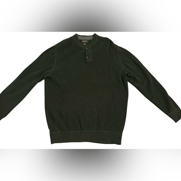 Eddie Bauer Men's Forest Green Pullover Preppy Sweater 💯 % Cotton Size XL Tall - Picture 1 of 11